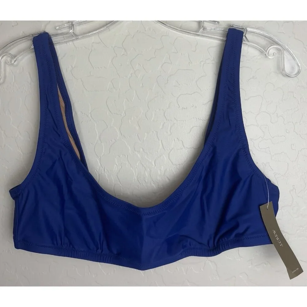 NEW J. Crew Heritage Scoopneck Bikini Swim Top‎ Women S Blue Beach 1444